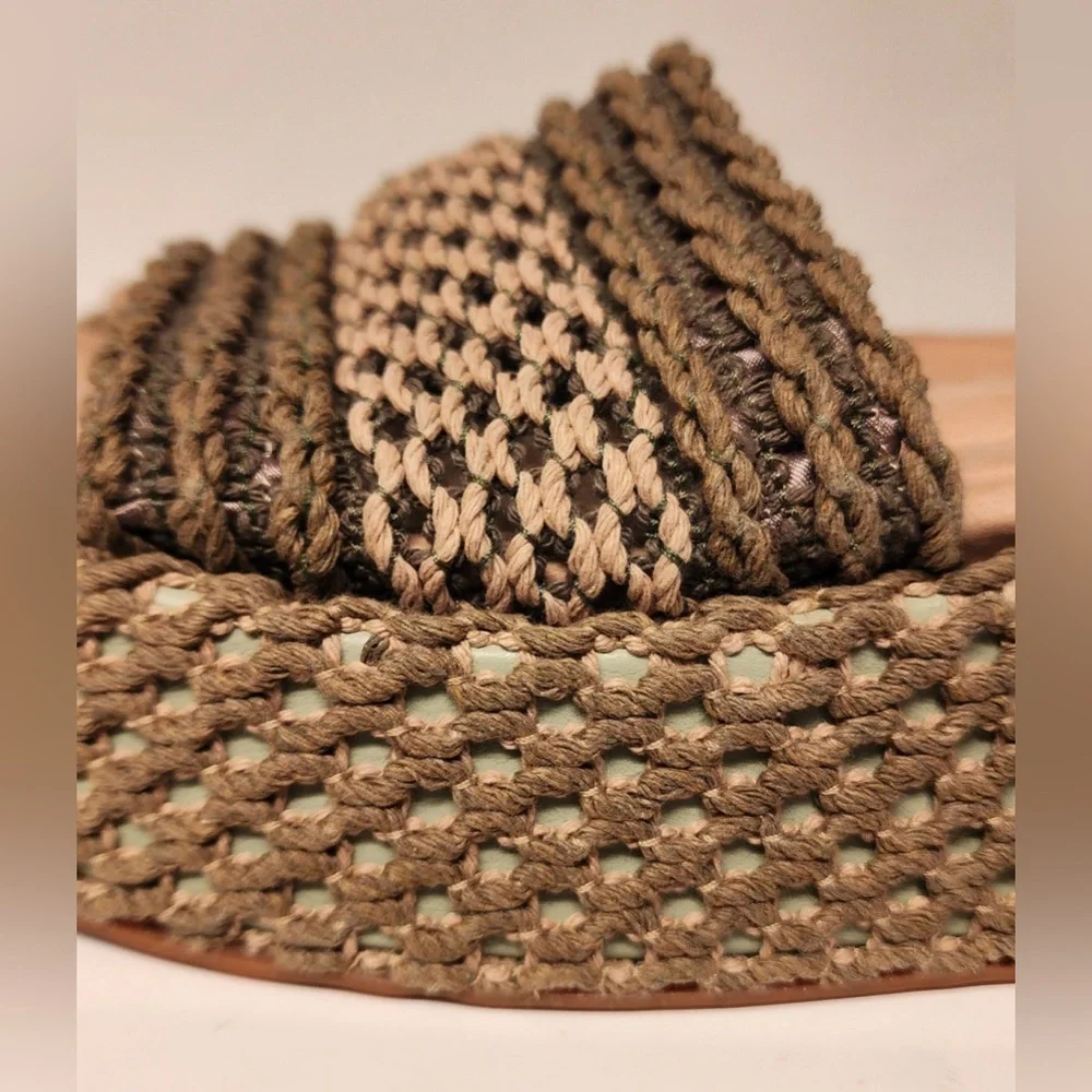 Rag & Bone Logan Crochet Slides Women's Olive Green Platform Sandals Size 10